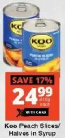 Checkers Koo Peach Slices/ Halves in Syrup offer