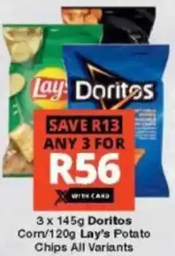 Checkers Doritos Corn/ Lay's Potato Chips All Variants offer