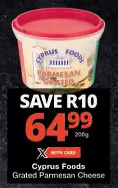 Checkers Cyprus Foods Grated Parmesan Cheese offer