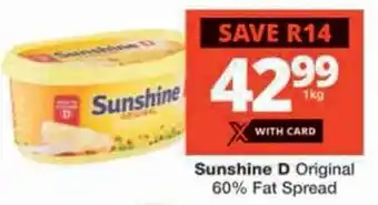 Checkers Sunshine D Original 60% Fat Spread offer