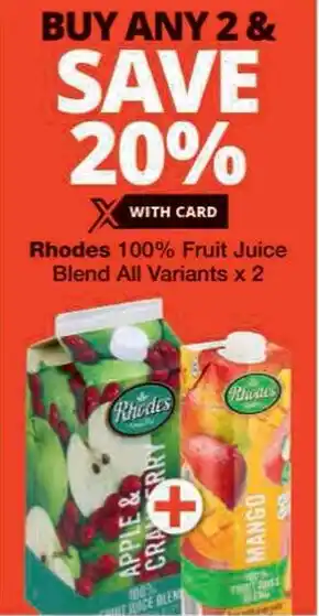 Checkers Rhodes 100% Fruit Juice Blend All Variants offer