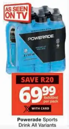 Checkers Powerade Sports Drink All Variants offer