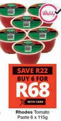 Checkers Rhodes Tomato Paste offer