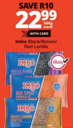Checkers Imbo Black/ Brown/ Red Lentils offer