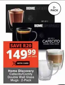 Checkers Home Discovery Cafecito/Comfy Double Wall Glass Mugs offer