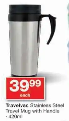 Checkers Travelvac Stainless Steel Travel Mug with Handle offer