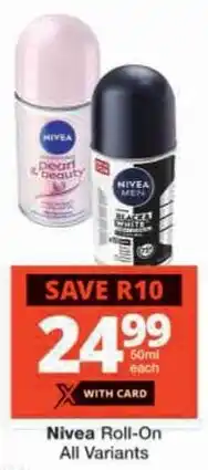 Checkers Nivea Roll-On All Variants offer