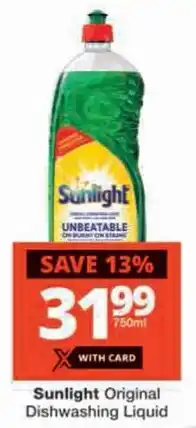Checkers Sunlight Original Dishwashing Liquid offer