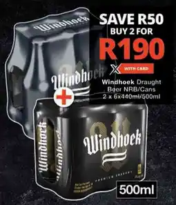 Checkers Windhoek Draught Beer NRB/Cans offer