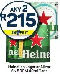 Pick n Pay Heineken Lager or Silver Cans offer