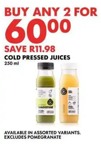 Woolworths Cold pressed juices offer