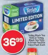 Pick n Pay Tetley Black Tea 102s Or Tetley Black Tea 102s Or Green Tea 20s Value Pack-Each offer