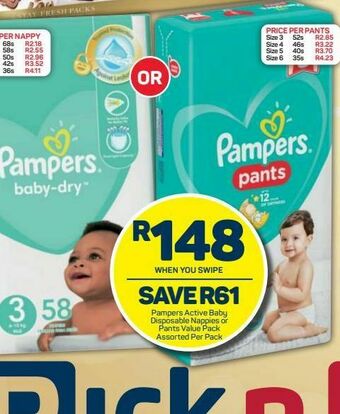 Pick n Pay Pampers disposable nappies offer