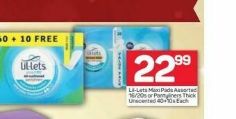 Pick n Pay Lil-lets pantyliners offer