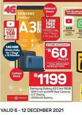 Pick n Pay Samsung galaxy a3 core smartphone offer