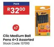 Africa Cash and Carry Bic Clic Medium Ball Pens 4 + 3 Assorted offer