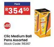 Africa Cash and Carry Bic Clic Medium Ball Pens Assorted-60's Pack offer