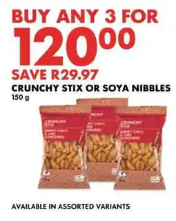 Woolworths Crunchy stix or soya nibbles offer