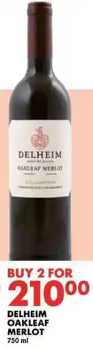 Woolworths Delheim oakleaf merlot offer