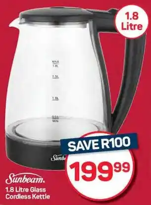 Pick n Pay Hypermarket Sunbeam Glass Cordless Kettle offer