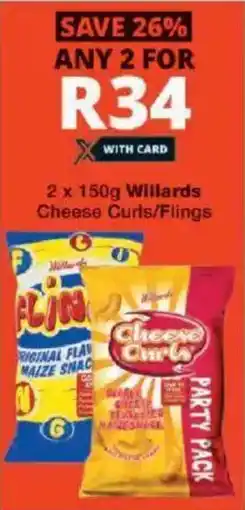Checkers Willards Cheese Curls/ Flings offer