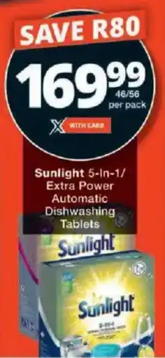 Checkers Sunlight 5-In-1/ Extra Power Automatic Dishwashing Tablets offer