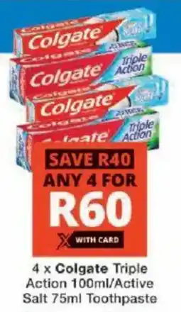 Checkers Triple Action/ Active Salt Toothpaste offer