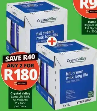 Checkers Hyper Crystal Valley Long Life Milk All Variants offer