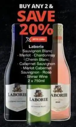Checkers Hyper Laborie Sauvignon Blanc, Merlot, Chardonnay, Chenin Blanc, Cabernet Sauvignon, Merlot Cabernet Sauvignon, Rosé, Shiraz Wine offer