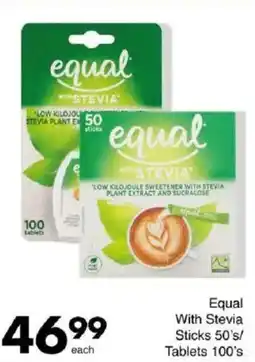 Save Equal With Stevia Sticks/ Tablets offer