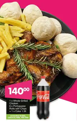 Save Hyper Whole Grilled Chicken, Portuguese Rolls with Chips + Coke offer