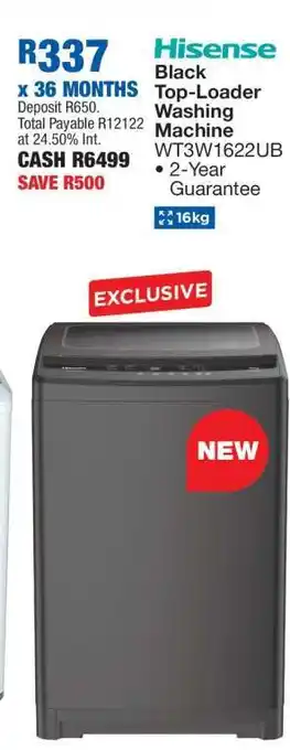 OK Furniture Hisense Black Top-Loader Washing Machine WT3W1622UB offer