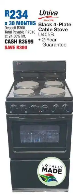 OK Furniture Univa Black 4-Plate Cable Stove U405B offer