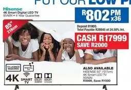 OK Furniture Hisense 4K Smart Digital LED TV 85A6N offer