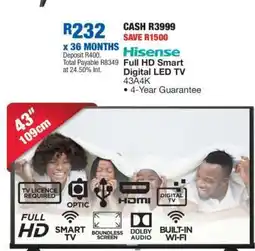 OK Furniture Hisense Full HD Smart Digital LED TV 43A4K offer