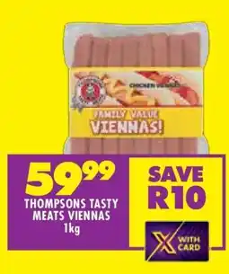 Shoprite THOMPSONS TASTY MEATS VIENNAS 1kg offer