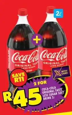 Shoprite Coca-Cola Original Taste Less Sugar Soft Drink 2L offer