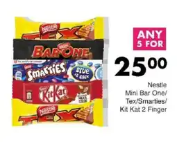 Save Nestle Mini Bar One/ Tex/Smarties/ Kit Kat 2 Finger offer