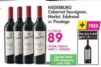 Makro Nederburg Cabernet Sauvignon, Merlot, Edelrood or Pinotage 1x750ml offer