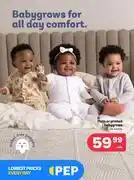 PEP Plain Or Printed Babygrows (0-24 Months)-Each offer