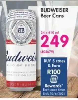 Budweiser Beer Cans 24x410ml
