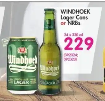 Makro Windhoek Lager Cans or NRBs 24 x 330ml offer