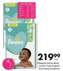 Save Pampers Active Baby Jumbo Pack Diapers offer