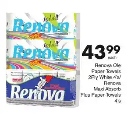 Save Renova Ole Paper Towels 2Ply White/ Renova Maxi Absorb Plus Paper Towels offer