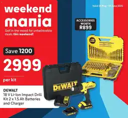 Makro DEWALT 18 V Li-Ion Impact Drill Kit 2 x 1.5 Ah Batteries and Charger offer