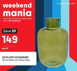 Makro EXCELLENT HOUSEWARE Boho Urn Glass Vase offer