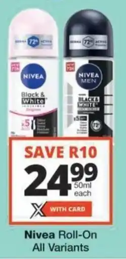 Checkers Hyper Nivea Roll-On All Variants offer