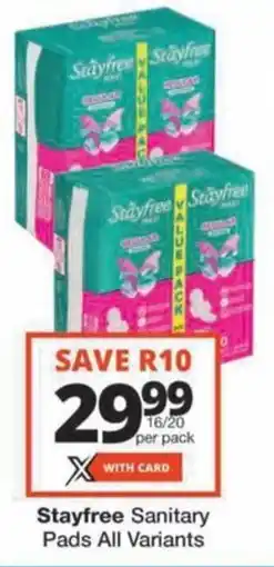 Checkers Hyper Stayfree Sanitary Pads All Variants offer