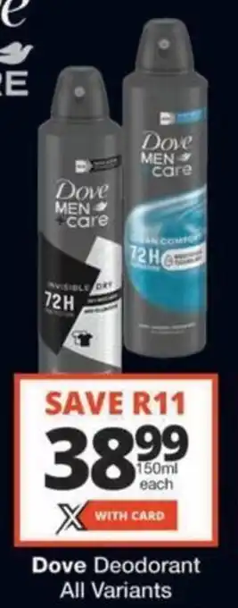 Checkers Hyper Dove Deodorant All Variants offer
