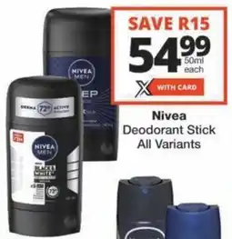 Checkers Hyper Nivea Deodorant Stick All Variants offer